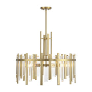 Savoy House Guillford 30in 6-Light Pendant | Modern Warm Brass and Clear Glass | Dining Room & Foyer | 30 x 30 x 26 in | Model L7-3002-6-322