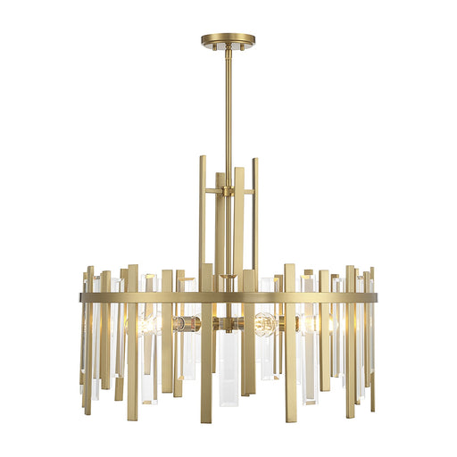 Savoy House Guillford 30in 6-Light Pendant | Modern Warm Brass and Clear Glass | Dining Room & Foyer | 30 x 30 x 26 in | Model L7-3002-6-322