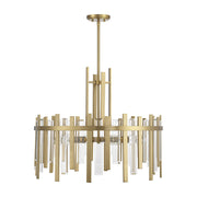 Savoy House Guillford 30in 6-Light Pendant | Modern Warm Brass and Clear Glass | Dining Room & Foyer | 30 x 30 x 26 in | Model L7-3002-6-322