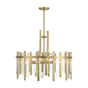 Savoy House Guillford 30in 6-Light Pendant | Modern Warm Brass and Clear Glass | Dining Room & Foyer | 30 x 30 x 26 in | Model L7-3002-6-322