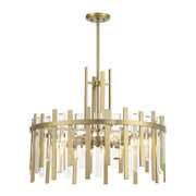 Savoy House Guillford 30in 6-Light Pendant | Modern Warm Brass and Clear Glass | Dining Room & Foyer | 30 x 30 x 26 in | Model L7-3002-6-322