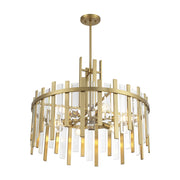 Savoy House Guillford 30in 6-Light Pendant | Modern Warm Brass and Clear Glass | Dining Room & Foyer | 30 x 30 x 26 in | Model L7-3002-6-322