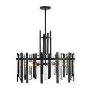 Savoy House Guillford 30in 6-Light Pendant | Modern Matte Black and Clear Glass | Dining Room & Foyer | 30 x 30 x 26 in | Model L7-3002-6-89
