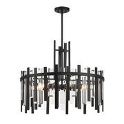 Savoy House Guillford 30in 6-Light Pendant | Modern Matte Black and Clear Glass | Dining Room & Foyer | 30 x 30 x 26 in | Model L7-3002-6-89