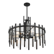 Savoy House Guillford 30in 6-Light Pendant | Modern Matte Black and Clear Glass | Dining Room & Foyer | 30 x 30 x 26 in | Model L7-3002-6-89