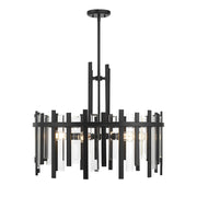 Savoy House Guillford 30in 6-Light Pendant | Modern Matte Black and Clear Glass | Dining Room & Foyer | 30 x 30 x 26 in | Model L7-3002-6-89