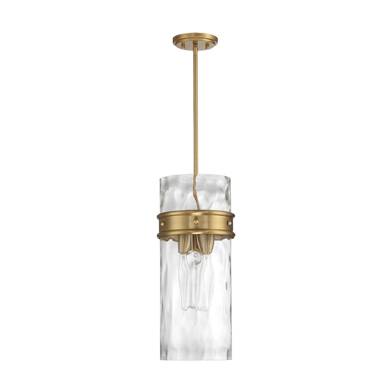 Savoy House Ashton 9in 3-Light Pendant | Vintage Warm Brass and Hammered Glass | Kitchen Island & Dining Room | 9 x 9 x 20 in | Model L7-3704-3-322