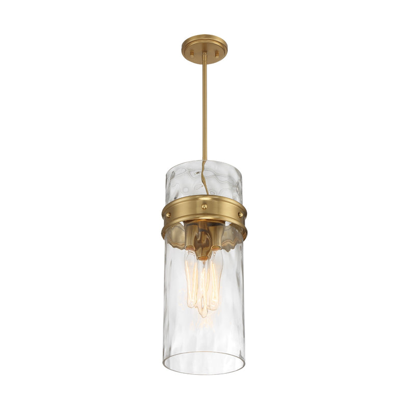 Savoy House Ashton 9in 3-Light Pendant | Vintage Warm Brass and Hammered Glass | Kitchen Island & Dining Room | 9 x 9 x 20 in | Model L7-3704-3-322