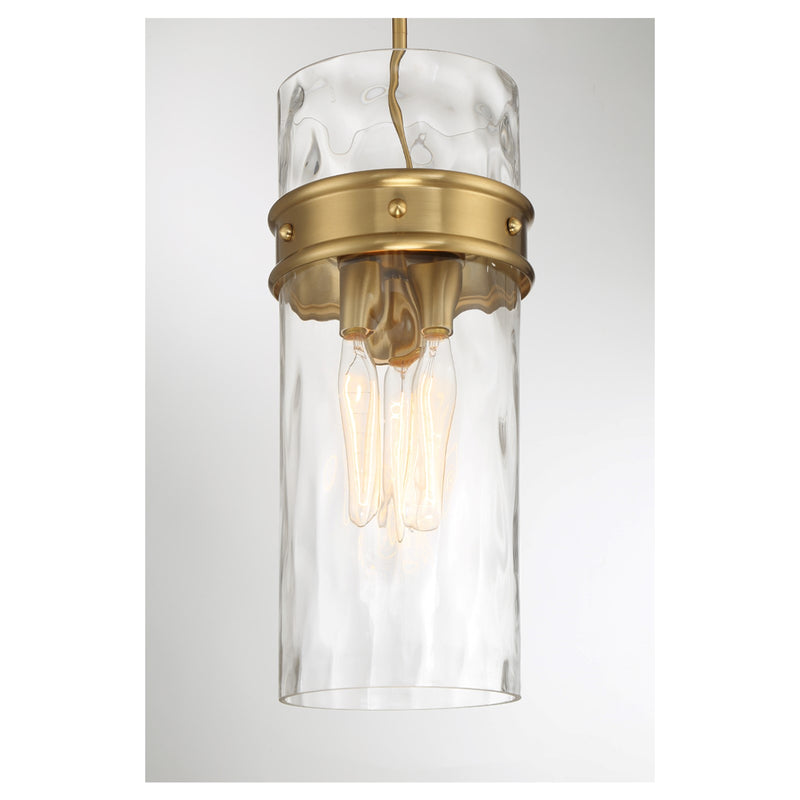 Savoy House Ashton 9in 3-Light Pendant | Vintage Warm Brass and Hammered Glass | Kitchen Island & Dining Room | 9 x 9 x 20 in | Model L7-3704-3-322