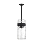 Savoy House Ashton 9in 3-Light Pendant | Vintage Matte Black and Hammered Glass | Kitchen Island & Dining Room | 9 x 9 x 20 in | Model L7-3704-3-89