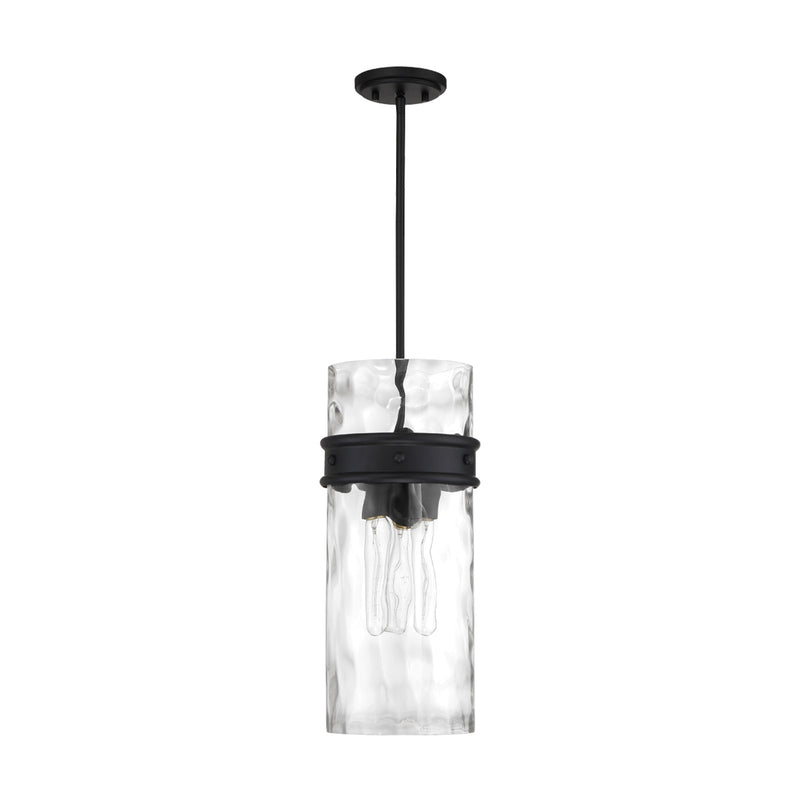 Savoy House Ashton 9in 3-Light Pendant | Vintage Matte Black and Hammered Glass | Kitchen Island & Dining Room | 9 x 9 x 20 in | Model L7-3704-3-89