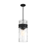 Savoy House Ashton 9in 3-Light Pendant | Vintage Matte Black and Hammered Glass | Kitchen Island & Dining Room | 9 x 9 x 20 in | Model L7-3704-3-89