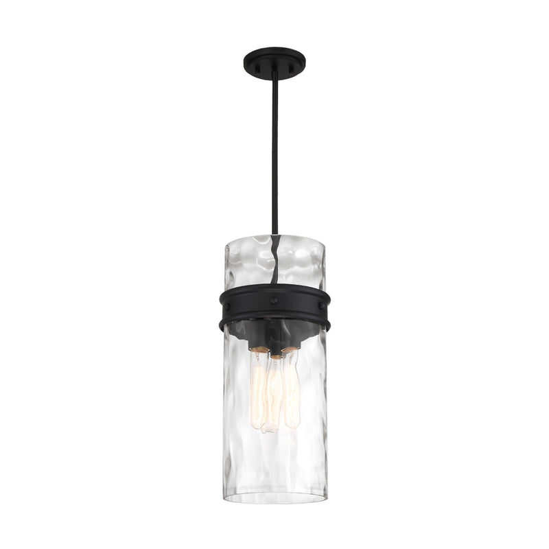 Savoy House Ashton 9in 3-Light Pendant | Vintage Matte Black and Hammered Glass | Kitchen Island & Dining Room | 9 x 9 x 20 in | Model L7-3704-3-89