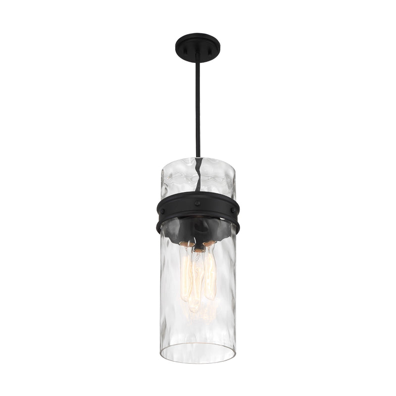 Savoy House Ashton 9in 3-Light Pendant | Vintage Matte Black and Hammered Glass | Kitchen Island & Dining Room | 9 x 9 x 20 in | Model L7-3704-3-89