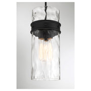 Savoy House Ashton 9in 3-Light Pendant | Vintage Matte Black and Hammered Glass | Kitchen Island & Dining Room | 9 x 9 x 20 in | Model L7-3704-3-89