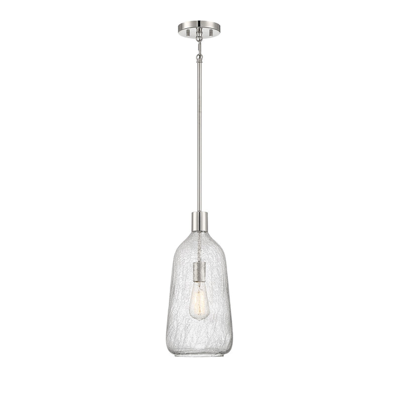 Savoy House Adair 8in 1-Light Pendant | Vintage Polished Nickel and Clear Crackle Glass | Kitchen Island & Dining Room | Model L7-4801-1-109