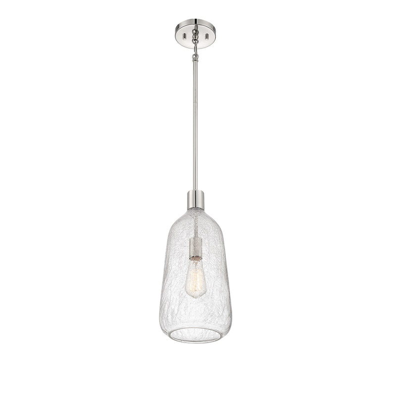 Savoy House Adair 8in 1-Light Pendant | Vintage Polished Nickel and Clear Crackle Glass | Kitchen Island & Dining Room | Model L7-4801-1-109