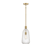 Savoy House Adair 8in 1-Light Pendant | Vintage Warm Brass and Clear Crackle Glass | Kitchen Island & Dining Room | Model L7-4801-1-322