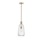 Savoy House Adair 8in 1-Light Pendant | Vintage Warm Brass and Clear Crackle Glass | Kitchen Island & Dining Room | Model L7-4801-1-322