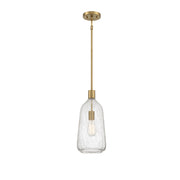Savoy House Adair 8in 1-Light Pendant | Vintage Warm Brass and Clear Crackle Glass | Kitchen Island & Dining Room | Model L7-4801-1-322