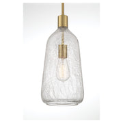 Savoy House Adair 8in 1-Light Pendant | Vintage Warm Brass and Clear Crackle Glass | Kitchen Island & Dining Room | Model L7-4801-1-322