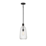 Savoy House Adair 8in 1-Light Pendant | Vintage Matte Black and Clear Crackle Glass | Kitchen Island & Dining Room | Model L7-4801-1-89