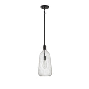 Savoy House Adair 8in 1-Light Pendant | Vintage Matte Black and Clear Crackle Glass | Kitchen Island & Dining Room | Model L7-4801-1-89