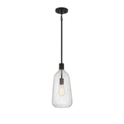 Savoy House Adair 8in 1-Light Pendant | Vintage Matte Black and Clear Crackle Glass | Kitchen Island & Dining Room | Model L7-4801-1-89