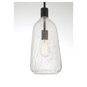 Savoy House Adair 8in 1-Light Pendant | Vintage Matte Black and Clear Crackle Glass | Kitchen Island & Dining Room | Model L7-4801-1-89