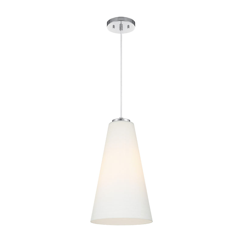 Savoy House Christos 10in 1-Light Pendant | Modern Farmhouse Chrome and White Glass | Kitchen Island & Dining Room | Model L7-5001-1-11