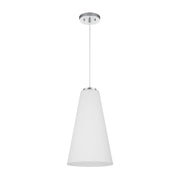 Savoy House Christos 10in 1-Light Pendant | Modern Farmhouse Chrome and White Glass | Kitchen Island & Dining Room | Model L7-5001-1-11