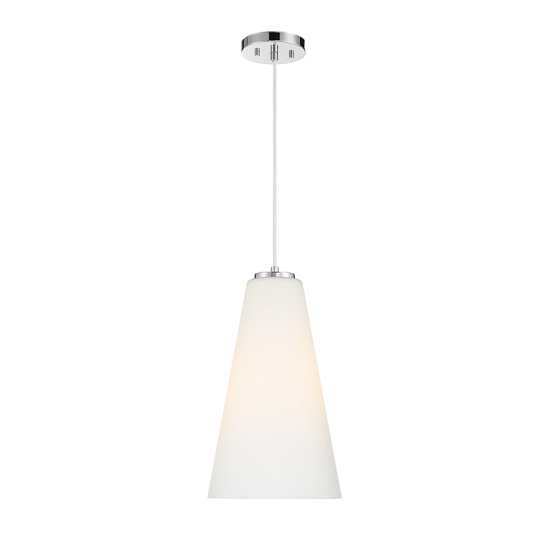 Savoy House Christos 10in 1-Light Pendant | Modern Farmhouse Chrome and White Glass | Kitchen Island & Dining Room | Model L7-5001-1-11