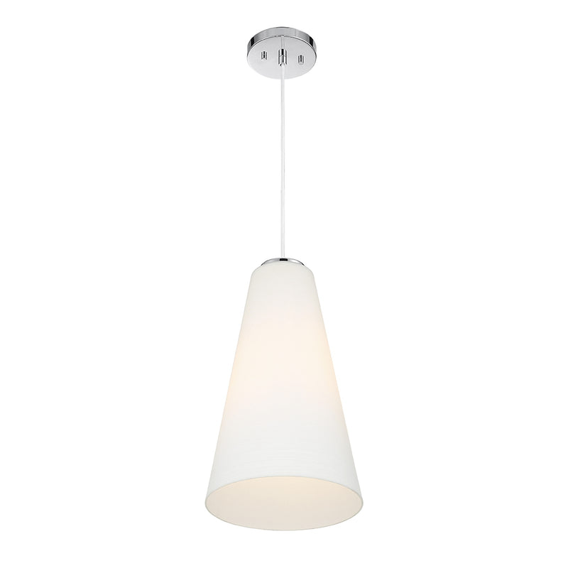 Savoy House Christos 10in 1-Light Pendant | Modern Farmhouse Chrome and White Glass | Kitchen Island & Dining Room | Model L7-5001-1-11