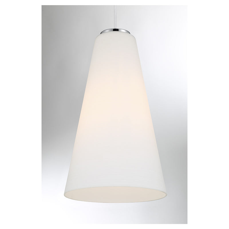 Savoy House Christos 10in 1-Light Pendant | Modern Farmhouse Chrome and White Glass | Kitchen Island & Dining Room | Model L7-5001-1-11