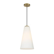 Savoy House Christos 10in 1-Light Pendant | Modern Farmhouse Warm Brass and White Glass | Kitchen Island & Dining Room | Model L7-5001-1-322