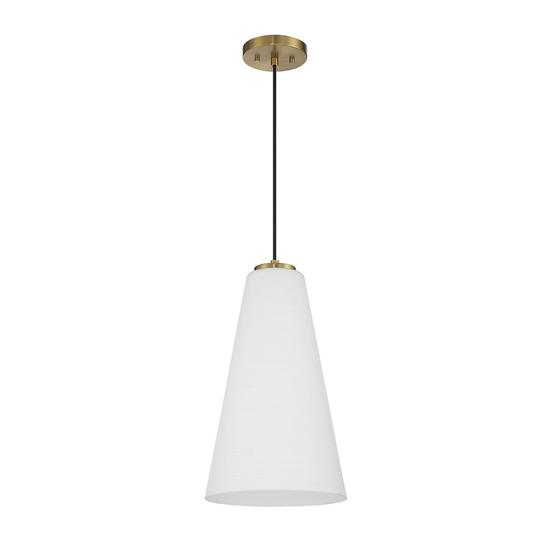 Savoy House Christos 10in 1-Light Pendant | Modern Farmhouse Warm Brass and White Glass | Kitchen Island & Dining Room | Model L7-5001-1-322