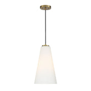Savoy House Christos 10in 1-Light Pendant | Modern Farmhouse Warm Brass and White Glass | Kitchen Island & Dining Room | Model L7-5001-1-322