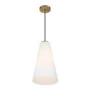 Savoy House Christos 10in 1-Light Pendant | Modern Farmhouse Warm Brass and White Glass | Kitchen Island & Dining Room | Model L7-5001-1-322