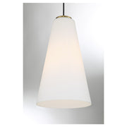 Savoy House Christos 10in 1-Light Pendant | Modern Farmhouse Warm Brass and White Glass | Kitchen Island & Dining Room | Model L7-5001-1-322