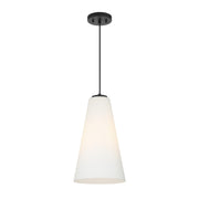 Savoy House Christos 10in 1-Light Pendant | Modern Farmhouse Matte Black and White Glass | Kitchen Island & Dining Room | Model L7-5001-1-89