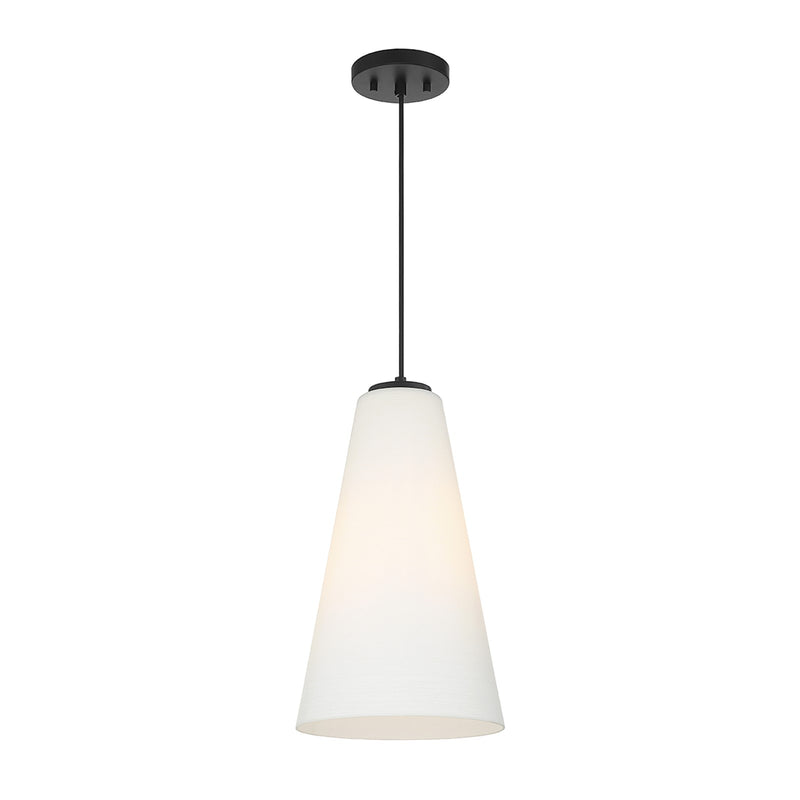 Savoy House Christos 10in 1-Light Pendant | Modern Farmhouse Matte Black and White Glass | Kitchen Island & Dining Room | Model L7-5001-1-89