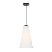 Savoy House Christos 10in 1-Light Pendant | Modern Farmhouse Matte Black and White Glass | Kitchen Island & Dining Room | Model L7-5001-1-89