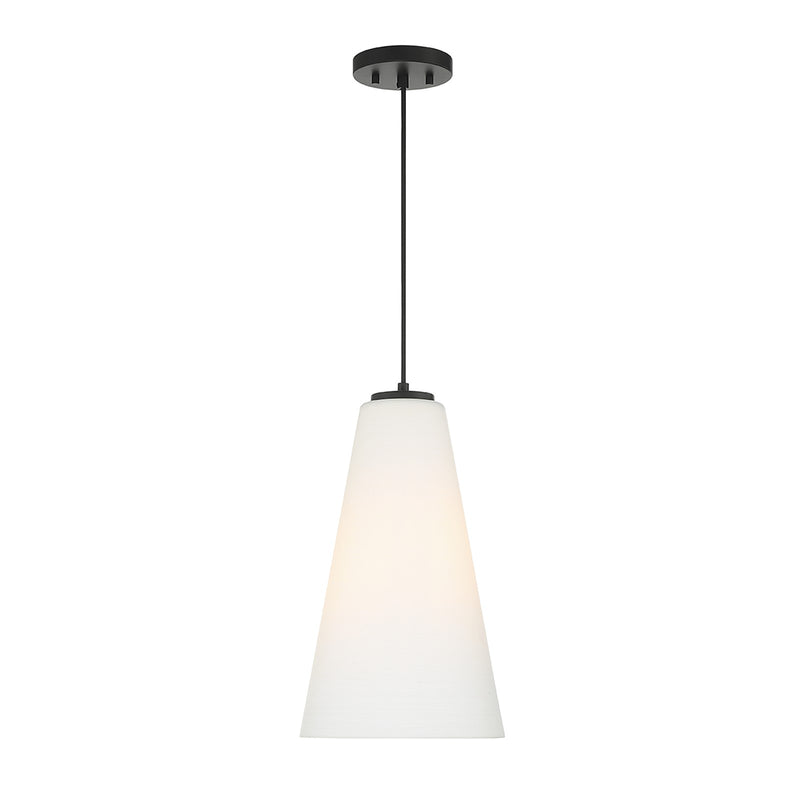 Savoy House Christos 10in 1-Light Pendant | Modern Farmhouse Matte Black and White Glass | Kitchen Island & Dining Room | Model L7-5001-1-89
