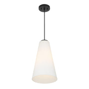 Savoy House Christos 10in 1-Light Pendant | Modern Farmhouse Matte Black and White Glass | Kitchen Island & Dining Room | Model L7-5001-1-89
