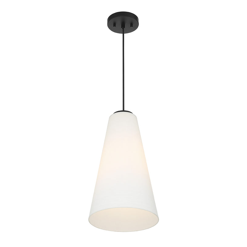 Savoy House Christos 10in 1-Light Pendant | Modern Farmhouse Matte Black and White Glass | Kitchen Island & Dining Room | Model L7-5001-1-89