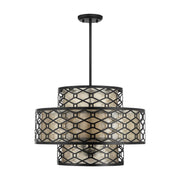Savoy House Mannheim 22in 4-Light Pendant | Modern Matte Black and Textured Mica | Dining Room & Foyer | 22 x 22 x 15 in | Model L7-6103-4-89