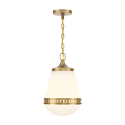 Savoy House Endura 10in 1-Light Pendant | Mid-Century Modern Warm Brass and White Opal Glass | Kitchen Island & Dining Room | Model L7-7950-1-322