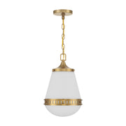Savoy House Endura 10in 1-Light Pendant | Mid-Century Modern Warm Brass and White Opal Glass | Kitchen Island & Dining Room | Model L7-7950-1-322