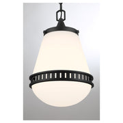 Savoy House Endura 10in 1-Light Pendant | Mid-Century Modern Matte Black and White Opal Glass | Kitchen Island & Dining Room | Model L7-7950-1-89