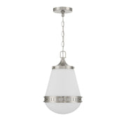Savoy House Endura 10in 1-Light Pendant | Mid-Century Modern Satin Nickel and White Opal Glass | Kitchen Island & Dining Room | Model L7-7950-1-SN